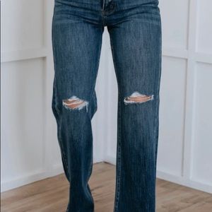 Kan Can High Rise Wide Leg Jean - Dark Wash